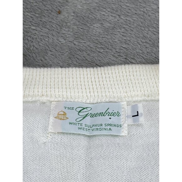 Vintage The Greenbrier Golf Tennis Country Club Sweater L V-Neck Pullover Preppy - Picture 3 of 9